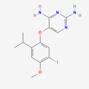 molecular formula C14H17IN4O2 B1665037 2,4-嘧啶二胺，5-[5-碘-4-甲氧基-2-(1-甲基乙基)苯氧基]- CAS No. 865305-30-2