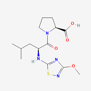 molecular formula C14H22N4O4S B1665146 L-Proline, N-(3-methoxy-1,2,4-thiadiazol-5-yl)-L-leucyl- CAS No. 242487-05-4