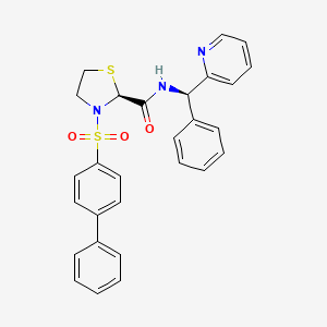 molecular formula C28H25N3O3S2 B1665181 (2S)-3-(4-苯基苯基)磺酰基-N-[(R)-苯基-吡啶-2-基甲基]-1,3-噻唑烷-2-甲酰胺 CAS No. 612532-48-6