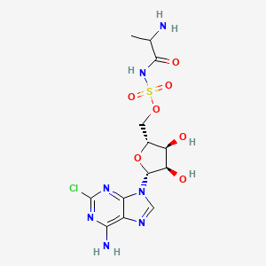 molecular formula C13H18ClN7O7S B1665188 [(2R,3S,4R,5R)-5-(6-amino-2-chloropurin-9-yl)-3,4-dihydroxyoxolan-2-yl]methyl N-(2-aminopropanoyl)sulfamate CAS No. 91432-48-3