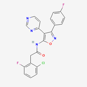 molecular formula C21H13ClF2N4O2 B1665198 2-(2-氯-6-氟苯基)-N-(3-(4-氟苯基)-4-嘧啶-4-基-异恶唑-5-基)乙酰胺 CAS No. 897644-83-6
