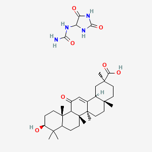 molecular formula C34H52N4O7 B1665228 (2S,4As,6aS,6bR,10S,12aS,14bS)-10-hydroxy-2,4a,6a,6b,9,9,12a-heptamethyl-13-oxo-3,4,5,6,6a,7,8,8a,10,11,12,14b-dodecahydro-1H-picene-2-carboxylic acid;(2,5-dioxoimidazolidin-4-yl)urea CAS No. 4572-09-2