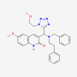 B1665288 6-methoxy-3-[[1-(2-methoxyethyl)tetrazol-5-yl]-(2-phenylethyl-(phenylmethyl)amino)methyl]-1H-quinolin-2-one CAS No. 70365-12-7