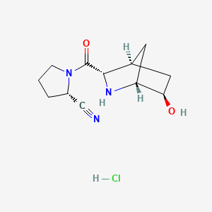 molecular formula C12H18ClN3O2 B1665299 盐酸（2S）-1-(((1R，3S，4S，6R）-6-羟基-2-氮杂双环（2.2.1）庚-3-基）羰基）-2-吡咯烷甲腈 CAS No. 851389-35-0