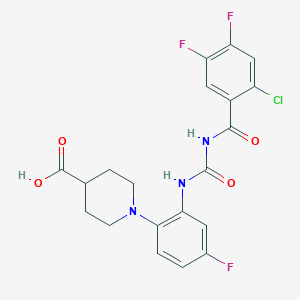 molecular formula C20H17ClF3N3O4 B1665337 1-{2-[3-(2-氯-4,5-二氟-苯甲酰)-脲基]-4-氟-苯基}-哌啶-4-羧酸 CAS No. 648917-13-9