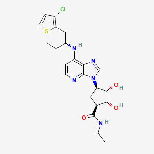 molecular formula C22H28ClN5O3S B1665481 (1S,2R,3S,4R)-4-[7-[[(2R)-1-(3-氯噻吩-2-基)丁烷-2-基]氨基]咪唑并[4,5-b]吡啶-3-基]-N-乙基-2,3-二羟基环戊烷-1-甲酰胺 CAS No. 143395-98-6