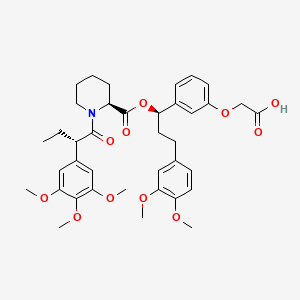 molecular formula C38H47NO11 B1665581 {3-[3-(3,4-二甲氧基苯基)-1-(1-{1-[2-(3,4,5-三甲氧基苯基)-丁酰]-哌啶-2-基}-乙烯氧基)-丙基]-苯氧基}-乙酸} CAS No. 195514-23-9