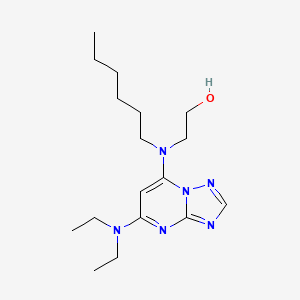 B1665594 2-((5-(Diethylamino)-[1,2,4]triazolo[1,5-a]pyrimidin-7-yl)(hexyl)amino)ethanol CAS No. 100557-06-0