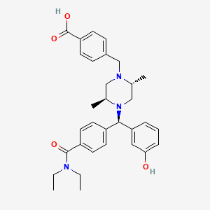 molecular formula C32H39N3O4 B1665607 4-(((2R,5S)-4-((R)-(4-Diethylcarbamoylphenyl)(3-hydroxyphenyl)methyl)-2,5-dimethylpiperazin-1-yl)methyl)benzoic acid CAS No. 561068-32-4
