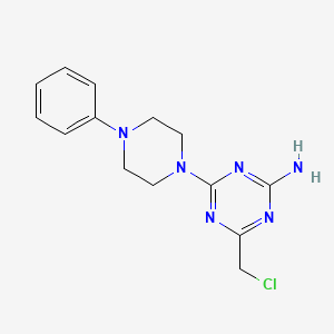 B1665619 s-Triazine, 2-amino-4-(chloromethyl)-6-(4-phenyl-1-piperazinyl)- CAS No. 21868-40-6