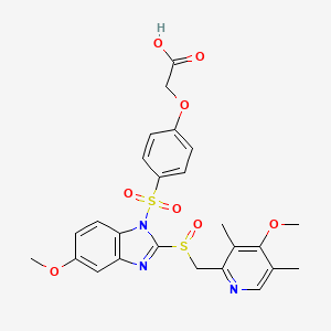 molecular formula C25H25N3O8S2 B1665648 乙酸，2-(4-((5-甲氧基-2-(((4-甲氧基-3,5-二甲基-2-吡啶基)甲基)亚磺酰基)-1H-苯并咪唑-1-基)磺酰基)苯氧基)- CAS No. 651729-53-2