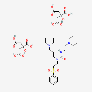 molecular formula C34H56N4O17S B1665661 Urea, N'-(2-(diethylamino)ethyl)-N-(3-(diethylamino)propyl)-N-(2-(phenylsulfonyl)ethyl)-, 2-hydroxy-1,2,3-propanetricarboxylate (1:2) CAS No. 125651-31-2