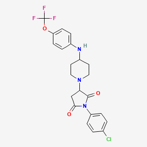 molecular formula C22H21ClF3N3O3 B1665674 1-(4-Chlorophenyl)-3-[4-[4-(trifluoromethoxy)anilino]piperidin-1-yl]pyrrolidine-2,5-dione CAS No. 878983-38-1