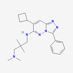 molecular formula C22H30N6 B1665675 N1-(7-cyclobutyl-3-phenyl-[1,2,4]triazolo[4,3-b]pyridazin-6-yl)-N3,N3,2,2-tetramethylpropane-1,3-diamine CAS No. 473382-39-7