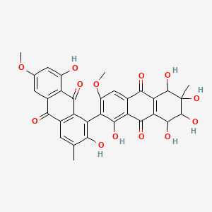molecular formula C32H26O13 B1665738 2,8-dihydroxy-6-methoxy-3-methyl-1-(1,5,6,7,8-pentahydroxy-3-methoxy-6-methyl-9,10-dioxo-7,8-dihydro-5H-anthracen-2-yl)anthracene-9,10-dione CAS No. 118074-08-1