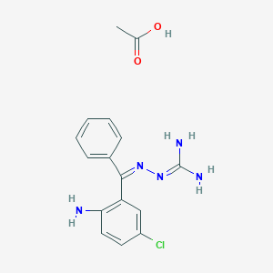 molecular formula C16H18ClN5O2 B1665860 乙酸，2-(((2-氨基-5-氯苯基)-苯甲亚胺)氨基)胍 CAS No. 134867-98-4