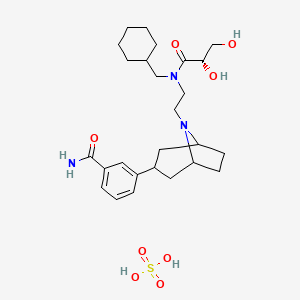 molecular formula C26H41N3O8S B1665866 苯甲酰胺，3-((3-内)-8-(2-((环己基甲基)((2S)-2,3-二羟基-1-氧代丙基)氨基)乙基)-8-氮杂双环(3.2.1)辛-3-基)-，硫酸盐 (1:1) CAS No. 949904-50-1