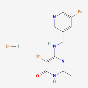 molecular formula C11H11Br3N4O B1665881 3,4-二氢-5-溴-2-甲基-4-氧代-6-(((5-溴-3-吡啶基)甲基)氨基)嘧啶氢溴酸盐 CAS No. 135124-72-0