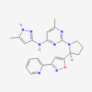molecular formula C21H22N8O B1665891 6-甲基-N-(5-甲基-1H-吡唑-3-基)-2-[(2S)-2-(3-吡啶-2-基-1,2-恶唑-5-基)吡咯烷-1-基]嘧啶-4-胺 CAS No. 851432-37-6