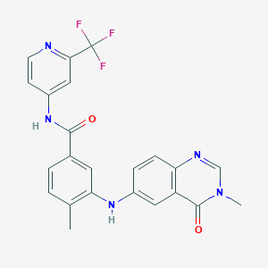 molecular formula C23H18F3N5O2 B1665892 4-甲基-3-[(3-甲基-4-氧代喹唑啉-6-基)氨基]-N-[2-(三氟甲基)吡啶-4-基]苯甲酰胺 CAS No. 951627-57-9