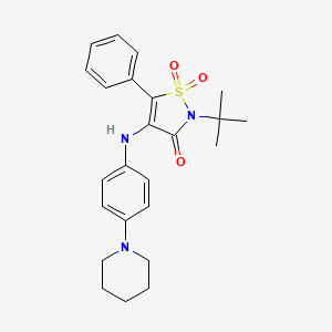 molecular formula C24H29N3O3S B1665899 2-tert-Butyl-5-phenyl 4-[(4-piperidin-1-ylphenyl)amino]isothiazol-3(2H)-one 1,1-dioxide CAS No. 898800-26-5