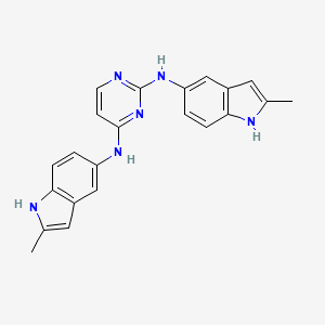 molecular formula C22H20N6 B1665900 2-N,4-N-bis(2-methyl-1H-indol-5-yl)pyrimidine-2,4-diamine CAS No. 1071098-42-4