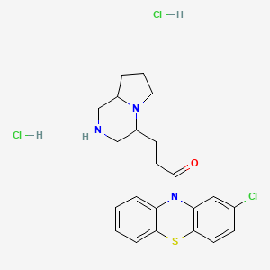 molecular formula C22H26Cl3N3OS B1665901 10H-Phenothiazine, 2-chloro-10-(3-(1,4-diazabicyclo(4.3.0)nonanyl)propionyl)-, dihydrochloride CAS No. 49780-10-1