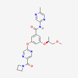 molecular formula C24H26N6O5 B1665935 3-[5-(azetidine-1-carbonyl)pyrazin-2-yl]oxy-5-[(2S)-1-methoxypropan-2-yl]oxy-N-(5-methylpyrazin-2-yl)benzamide CAS No. 919783-22-5
