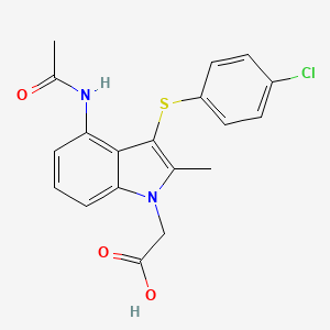 molecular formula C19H17ClN2O3S B1665938 2-[4-Acetamido-3-(4-chlorophenyl)sulfanyl-2-methylindol-1-yl]acetic acid CAS No. 802904-66-1