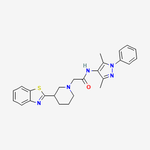 molecular formula C25H27N5OS B1665949 2-[3-(1,3-苯并噻唑-2-基)哌啶-1-基]-N-(3,5-二甲基-1-苯基-1H-吡唑-4-基)乙酰胺 CAS No. 956571-77-0