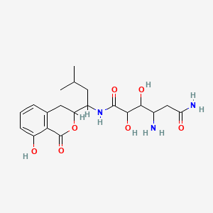 molecular formula C20H29N3O7 B1665976 4-氨基-2,3-二羟基-N-[1-(8-羟基-1-氧代-3,4-二氢异色满-3-基)-3-甲基丁基]己二酰胺 CAS No. 78654-44-1