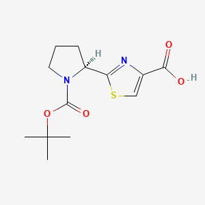 molecular formula C13H18N2O4S B1666046 2-[(2S)-1-[(1,1-二甲基乙氧基)羰基]2-吡咯烷基]-4-噻唑羧酸 CAS No. 251349-54-9