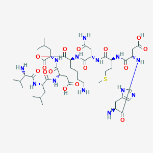 B1666052 Histidyl-aspartyl-methionyl-asparaginyl-lysyl-valyl-leucyl-aspartyl-leucine CAS No. 118850-72-9