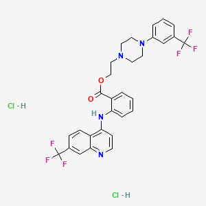 molecular formula C30H28Cl2F6N4O2 B1666061 苯甲酸，2-((7-(三氟甲基)-4-喹啉基)氨基)-，2-(4-(3-(三氟甲基)苯基)-1-哌嗪基)乙酯，二盐酸盐 CAS No. 55300-30-6