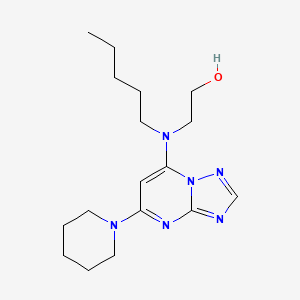 molecular formula C17H28N6O B1666074 Ethanol, 2-(pentyl(5-(1-piperidinyl)(1,2,4)triazolo(1,5-a)pyrimidin-7-yl)amino)- CAS No. 100557-04-8