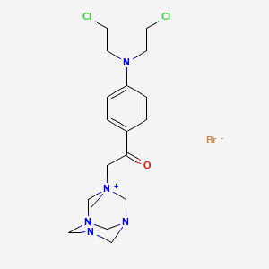 molecular formula C18H26BrCl2N5O B1666104 1-(p-(Bis(2-chloroethyl)amino)phenacyl)-3,5,7-triaza-1-azoniaadamantane bromide CAS No. 16810-17-6