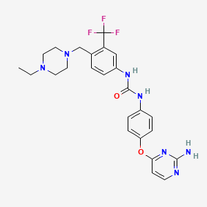 molecular formula C25H28F3N7O2 B1666111 1-[4-(2-氨基嘧啶-4-基)氧苯基]-3-[4-[(4-乙基哌嗪-1-基)甲基]-3-(三氟甲基)苯基]脲 CAS No. 853299-52-2