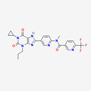 molecular formula C24H22F3N7O3 B1666114 N-[5-(1-环丙基-2,6-二氧代-3-丙基-7H-嘌呤-8-基)吡啶-2-基]-N-甲基-6-(三氟甲基)吡啶-3-甲酰胺 CAS No. 847612-12-8