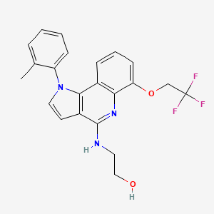 molecular formula C22H20F3N3O2 B1666122 乙醇，2-((1-(2-甲苯基)-6-(2,2,2-三氟乙氧基)-1H-吡咯并(3,2-C)喹啉-4-基)氨基)- CAS No. 220853-85-0
