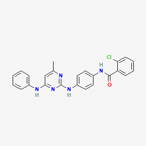 B1666130 2-chloro-N-(4-((4-methyl-6-(phenylamino)pyrimidin-2-yl)amino)phenyl)benzamide CAS No. 946293-78-3