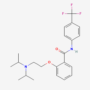 molecular formula C22H27F3N2O2 B1666165 苯甲酰胺，2-(2-(双(1-甲基乙基)氨基)乙氧基)-N-(3-(三氟甲基)苯基)- CAS No. 33351-07-4