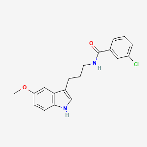 molecular formula C19H19ClN2O2 B1666169 苯甲酰胺，3-氯-N-(3-(5-甲氧基-1H-吲哚-3-基)丙基)- CAS No. 72612-12-5