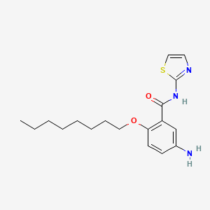 molecular formula C18H25N3O2S B1666173 苯甲酰胺，5-氨基-2-(辛氧基)-N-(2-噻唑基)- CAS No. 13736-70-4