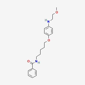 molecular formula C21H28N2O3 B1666181 苯甲酰胺，N-(5-(对-(2-甲氧基乙基)氨基)苯氧基)戊基)- CAS No. 119299-66-0