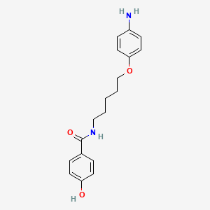 molecular formula C18H22N2O3 B1666183 苯甲酰胺, N-(5-(对氨基苯氧基)戊基)-对羟基- CAS No. 108367-29-9