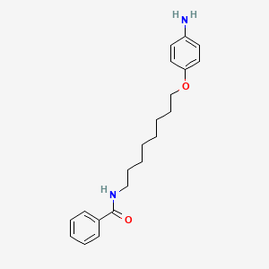 molecular formula C21H28N2O2 B1666184 苯甲酰胺，N-(8-(对氨基苯氧基)辛基)- CAS No. 102453-56-5