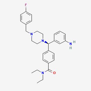 B1666209 Benzamide, 4-((R)-(3-aminophenyl)(4-((4-fluorophenyl)methyl)-1-piperazinyl)methyl)-N,N-diethyl- CAS No. 875647-81-7