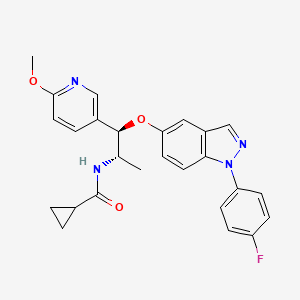 molecular formula C26H25FN4O3 B1666212 n-[(1r,2s)-1-[1-(4-氟苯基)吲唑-5-基]氧基-1-(6-甲氧基吡啶-3-基)丙烷-2-基]环丙烷甲酰胺 CAS No. 1034148-15-6