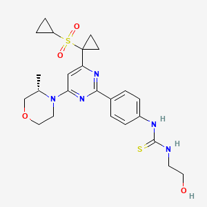 molecular formula C24H31N5O4S2 B1666214 (S)-1-(4-(4-(1-(环丙基磺酰基)环丙基)-6-(3-甲基吗啉基)嘧啶-2-基)苯基)-3-(2-羟乙基)硫脲 CAS No. 1101810-02-9