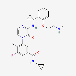 molecular formula C27H30FN5O3 B1666237 N-环丙基-3-氟-4-甲基-5-(3-((1-(2-(2-(甲氨基)乙氧基)苯基)环丙基)氨基)-2-氧代吡嗪-1(2H)-基)苯甲酰胺 CAS No. 1095004-78-6